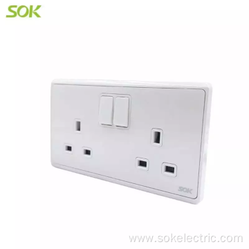 2 Gang Switch 13A BS Power Outlet safety